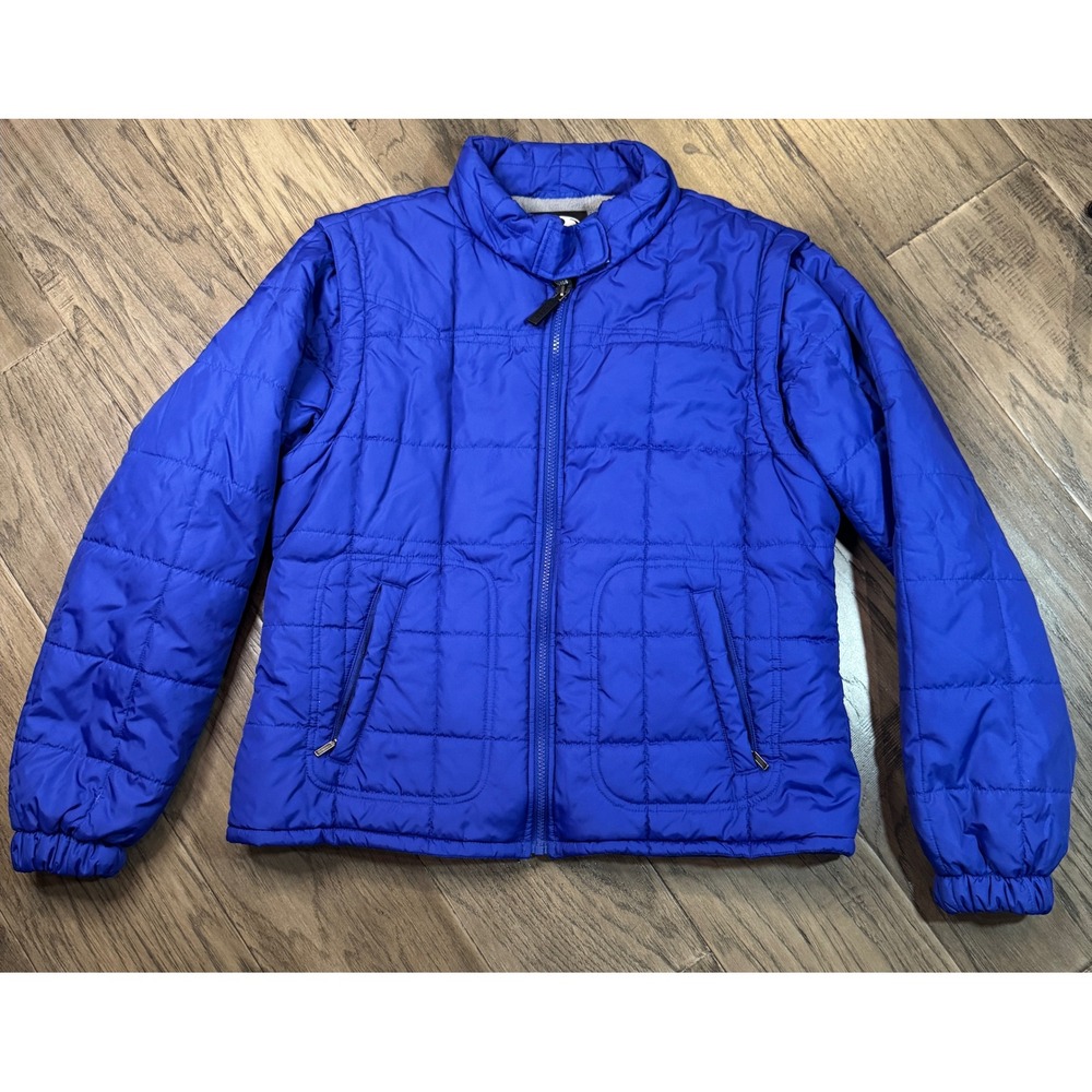 Roper Quilted Puffer‎ Jacket Blue Full Zip Off Sleeves Vest Womens M
